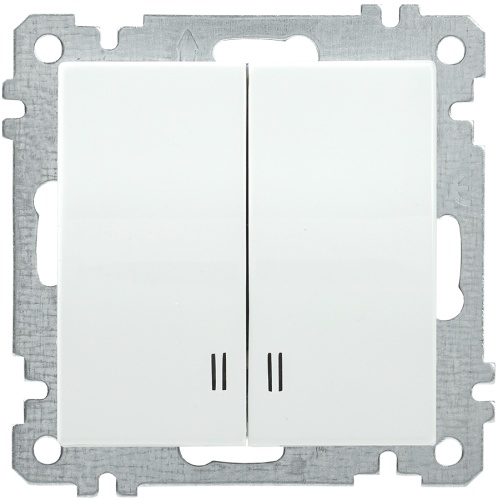 Выключатель 2-клавишный с индикацией ВС10-2-1-Б 10А BOLERO белый | код EVB21-K01-10-1 | IEK